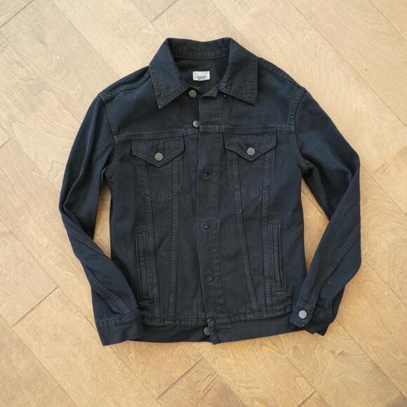 Able The Minelia Jacket Womens XS Black Denim Wash Trucker Collared Button Front - Picture 2 of 5